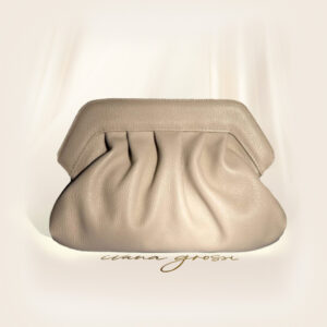 Ariel Oversized Pleated Clutch Cream