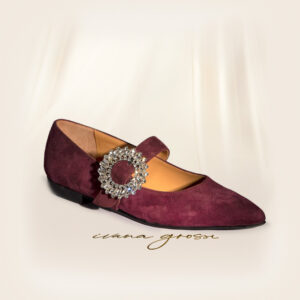 Elena Crystal Buckle Ballerinas Purple