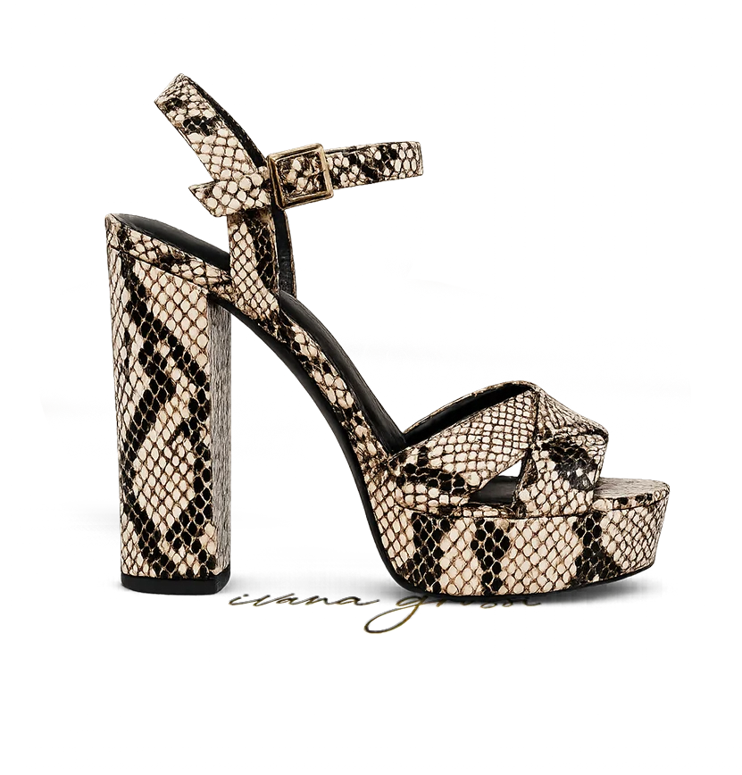 Ivana Grossi - Luxury Custom Footwear - Marilena Python Platform Heels - Beige Snake Print 1 Marilena Python